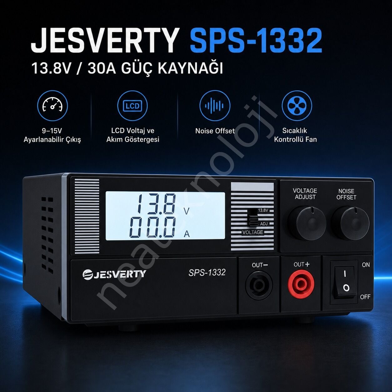JESVERTY SPS-1332 13.8V / 30A Ayarlanabilir Telsiz Güç Kaynağı