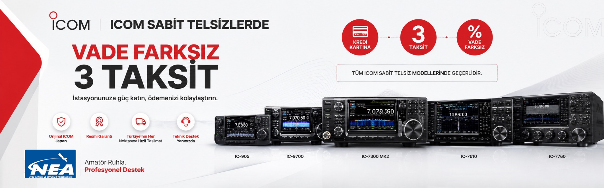 ICOM Sabit Telsizlerde Vade Farksız 3 taksit Kampanyası Başladı.